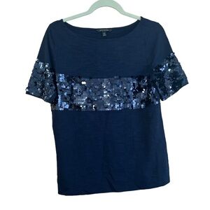 BANANA REPUBLIC NAVY BLUE SEQUIN TEE